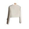 Petite Women's Ultra Short Suit Jacket - Korean Style, Milk White, Sweet & Spicy, Long Sleeve for Spring & Autumn 2025