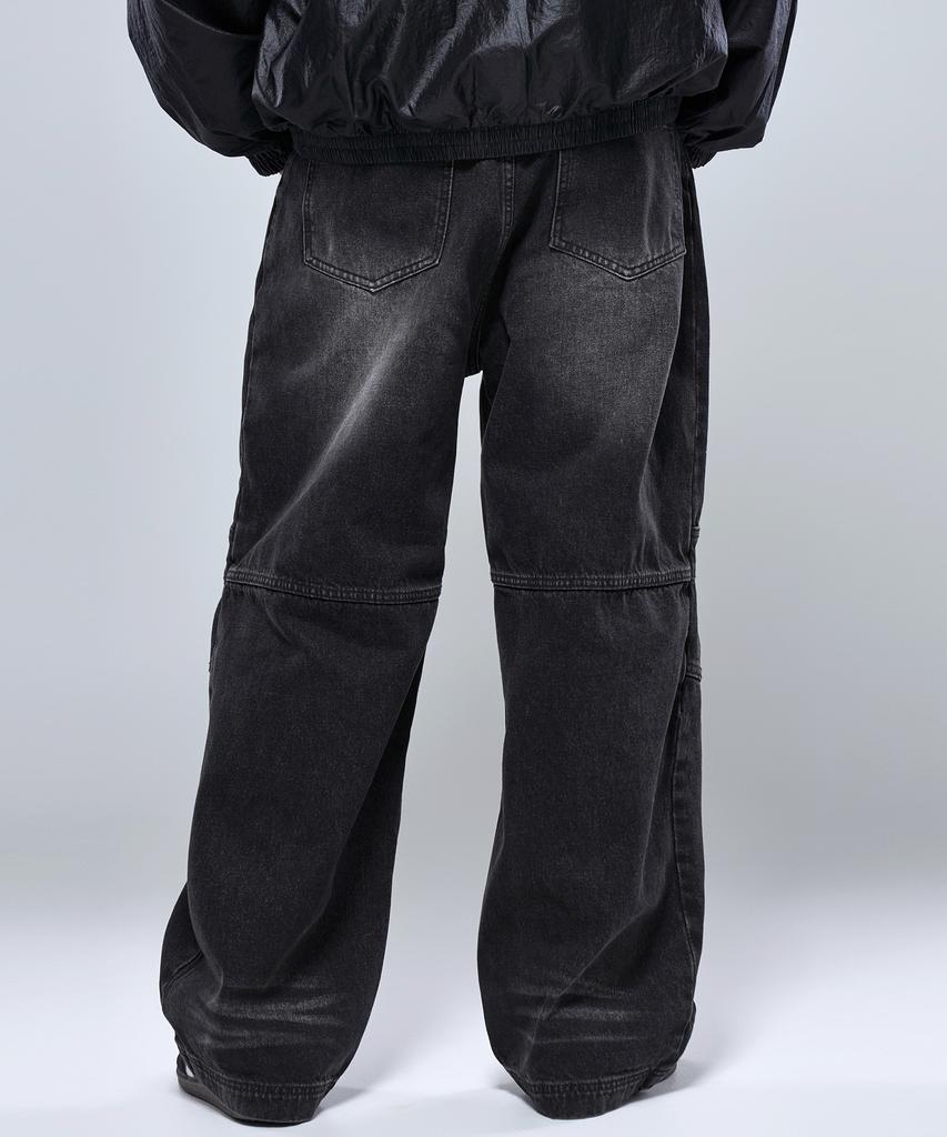 Pijikeolgameoncheu P2604 Washed Black Wide Denim Pants [Dark Denim]