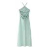 Spring 2025 Women's European & American Style Silk Satin Halter Neck Backless Dress