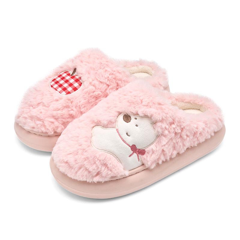 Cute Plush Cotton Slippers Winter 2025 New Home Non-slip Soft Bottom Thick Bottom Couple Indoor Warm Slippers