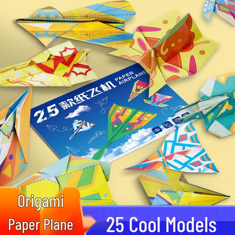 3D Origami Paper Airplane Kit - Colorful Educational Craft for Kids