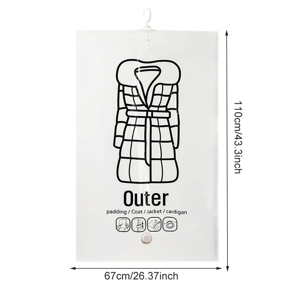 Hanging Vacuum Bags Space Saving Clothes Compression Storage Bag Reusable Empty Pump Bags Clothes Wardrobe Quilt Vacuum Pack
