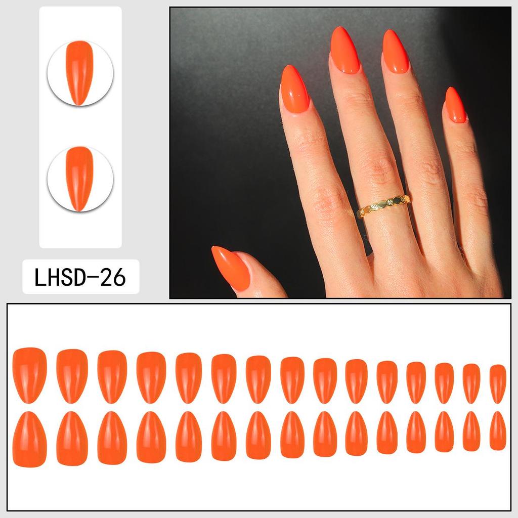 Solides glänzendes Mandel-Kurz-Set künstliche Nägel - 30 abnehmbare Stück