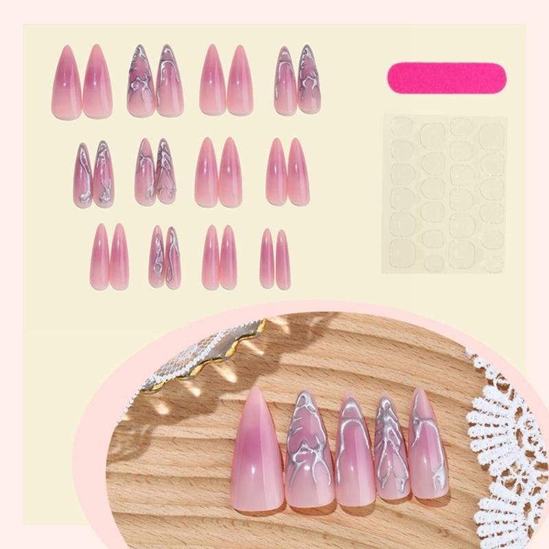 Realistische 3D-Künstliche Nägel Stilettos Form Einfache Anwendung ABS Gefertigte Falsche Nägel Für Frauen Modeveranstaltung Tägliches Tragen