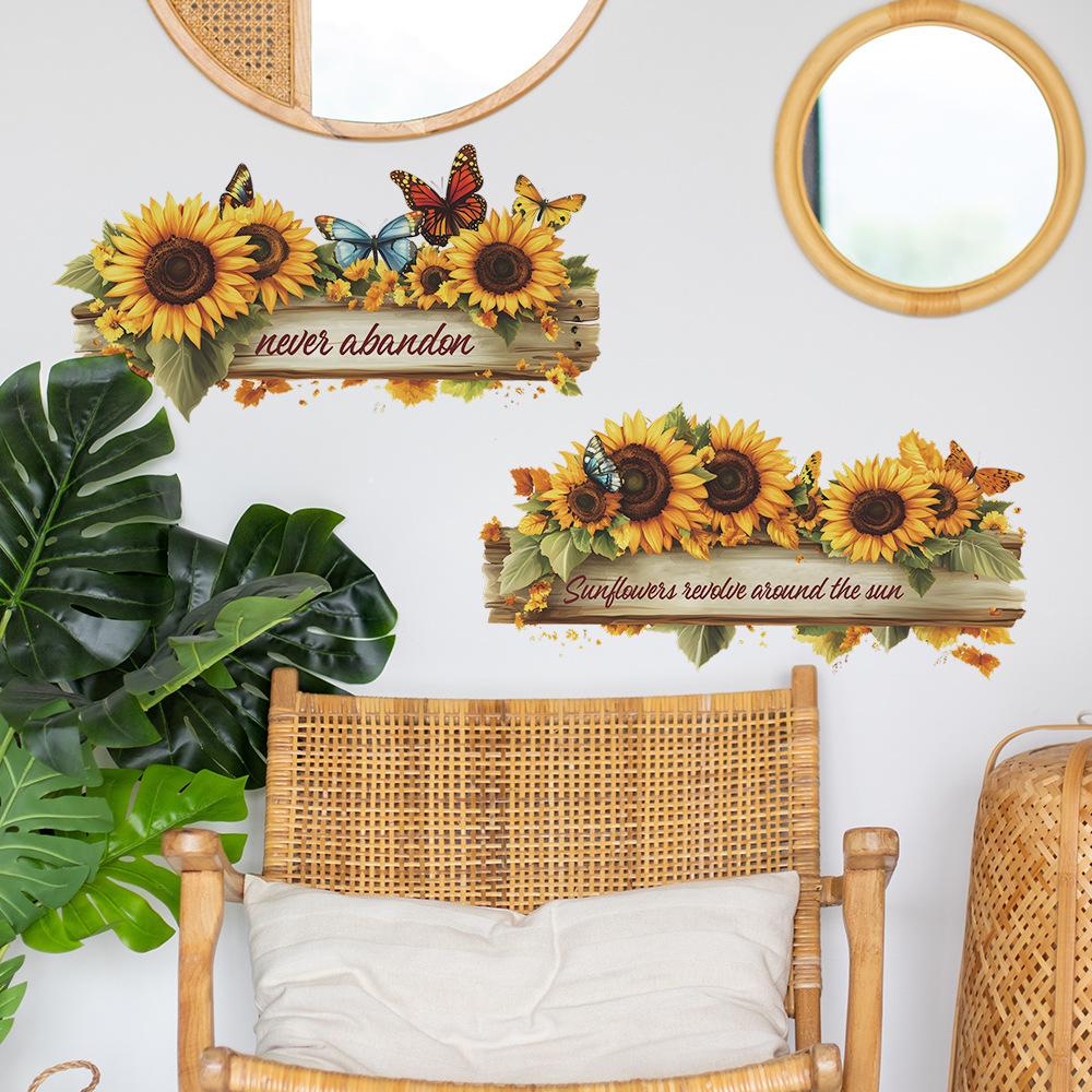 Creative Sunflower English Slogan Bedroom Living Room Entrance Hall Home Background Beautification Wall Stickers