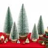 Mini Christmas Trees Snow Frost Flocked Bottle Brush Tree with Wooden Base Small Artificial