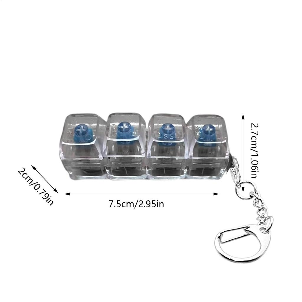 Fidget Toys LED Keyboard Keychain Crystal Clicker Sensory Toy for Stress Relief Keyboard Keychain Fidget Gadget for Adults Kids