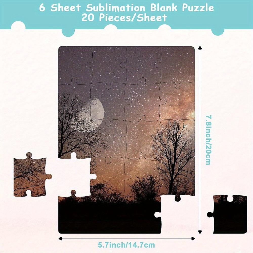 6 Stück DIY Sublimationsrohlinge Puzzles - A5 Größe, Weißes Papier Puzzlespiel für Wärmeübertragung & Druck-Bastelarbeiten, Sternenhimmel-Thema