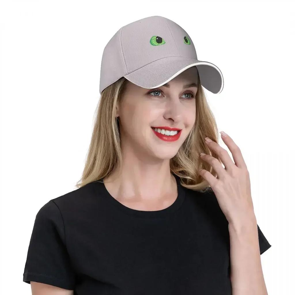 Green Toothless Dragon Eyes Drawing Baseball Caps Snapback Fashion Baseball Hats Breathable Casual Outdoor For Men's And Women's