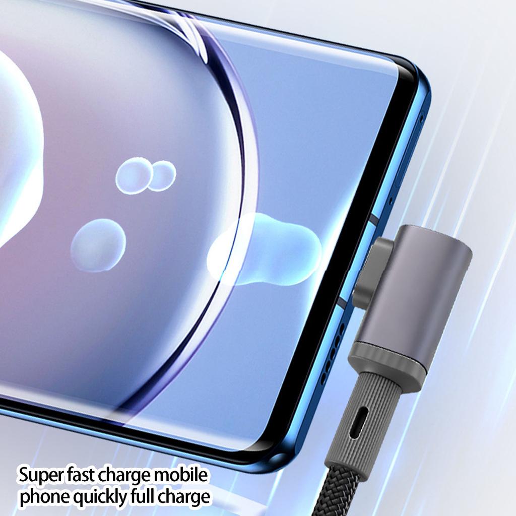 Multiple Length Braided Type C Cable Supports PD240W Super Fast Charging And Angled Plug Detail For Easy Use