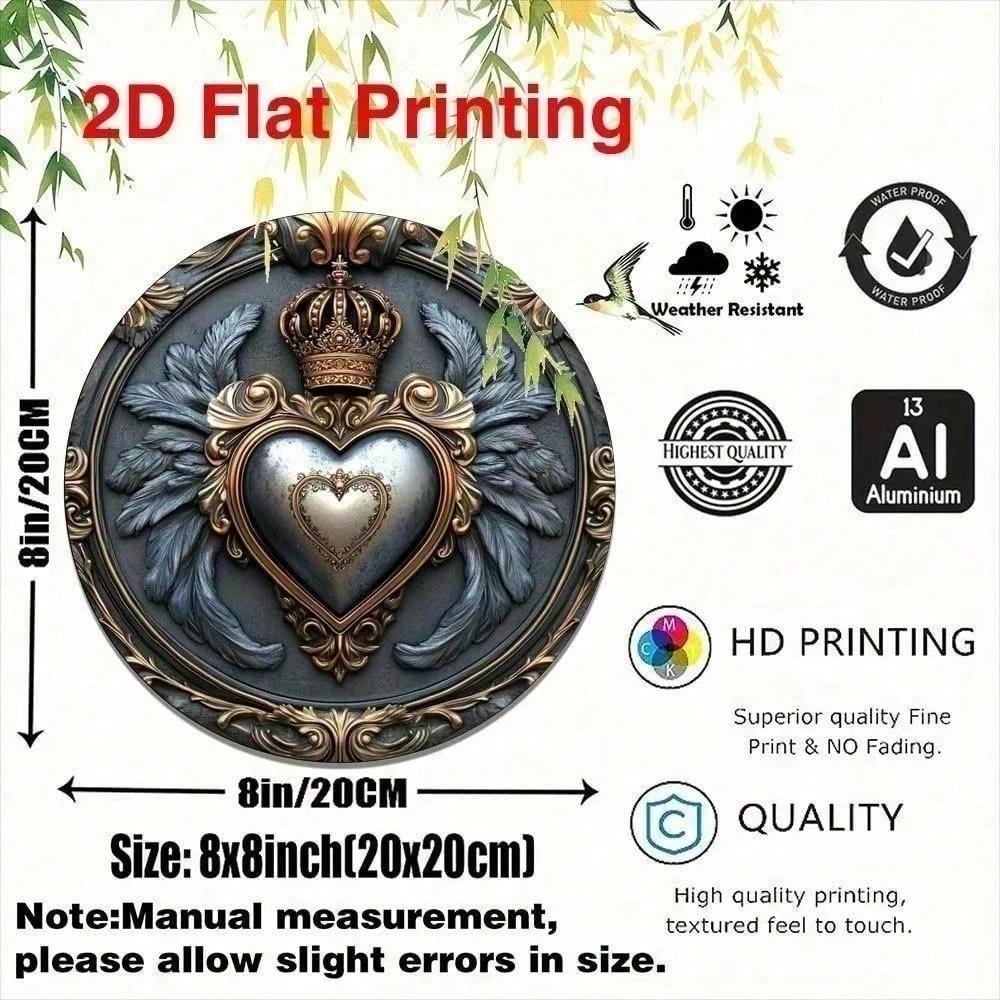 3D Metal Winged Heart Wall Art Sculpture 8x8 Inch Aluminum Plaque Modern Home Decor