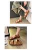 2024 Damen Sandalen im koreanischen Stil mit flachem Klettverschluss - Bequem, trendig römisches Ein-Riemen-Design für den Sommer