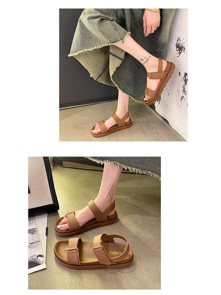 2024 Damen Sandalen im koreanischen Stil mit flachem Klettverschluss - Bequem, trendig römisches Ein-Riemen-Design für den Sommer