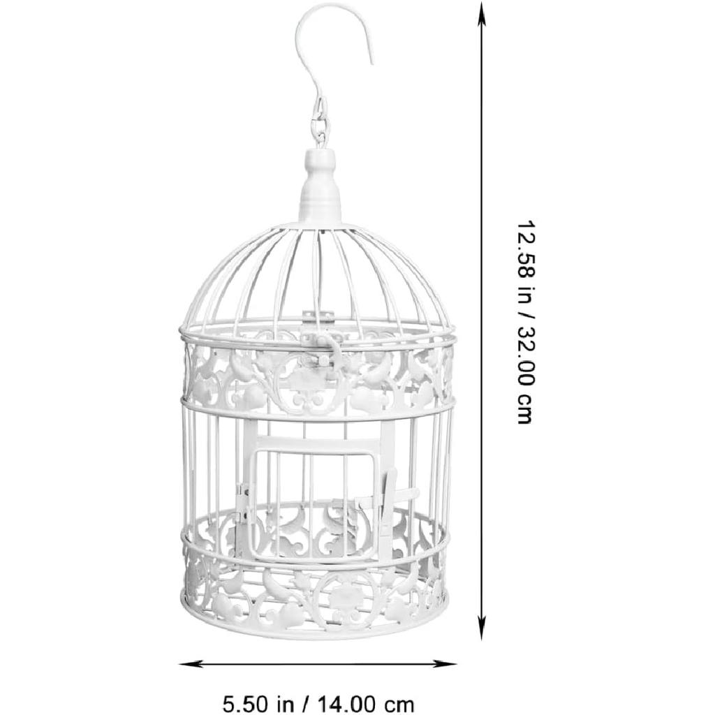 Wedding Decor Bird Cage White Metal Vintage Bird Cage European-Style Decor Birdcage Wedding Decoration Adorn, 12.59x5.51x5.51 Inches