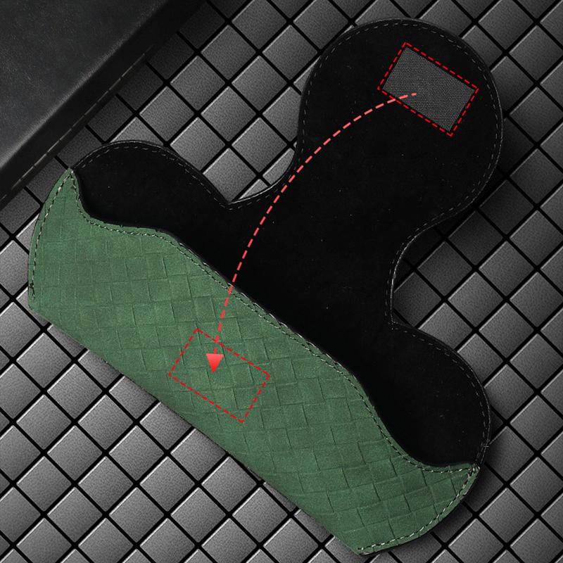 18x8cm Suede Car Sunglasses Holder Creative Soft Plaid Leather Glasses Case Car Sun Visor Organizer Auto Interior