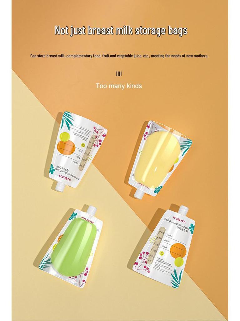 Misuota Stand-Up Double-Seal Breast Milk Storage Bags with Direct Pump Connection
