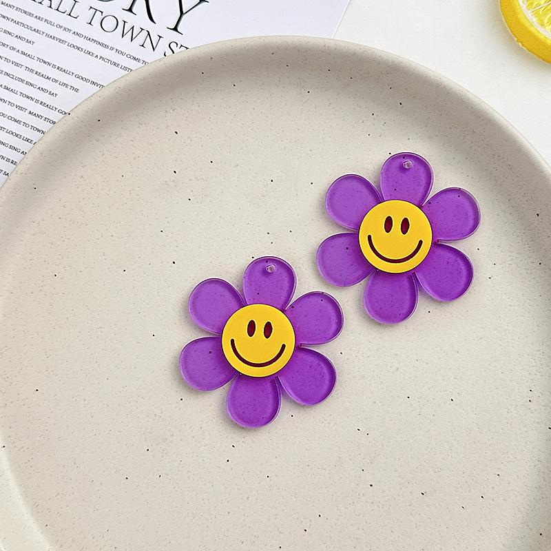 

Акриловый брелок-подвеска для телефона в виде цветка-смайлика, серьги, 55 мм Single Hole фиолетовый