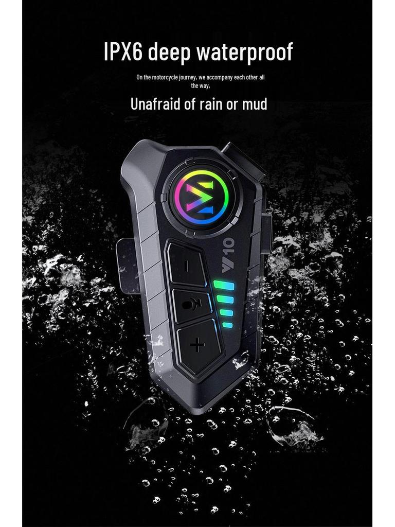 Y10 Waterproof Bluetooth Noise-Cancelling Motorcycle Helmet Headset