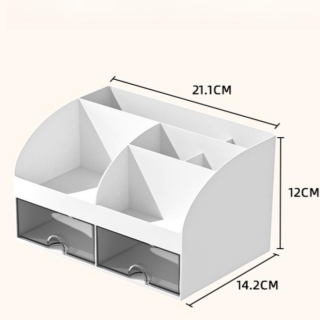 6-compartment Desk Organizer with 2 Drawers, Plastic Cosmetic Storage, Desktop Organizer Set, Pencil Holder, Perfect for Storage