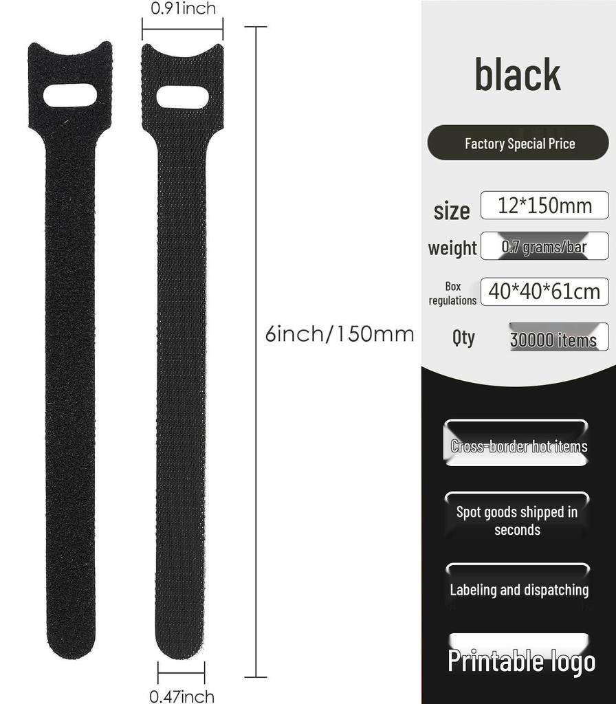 Nylon T-Type Self-Adhesive Hook and Loop Cable Ties