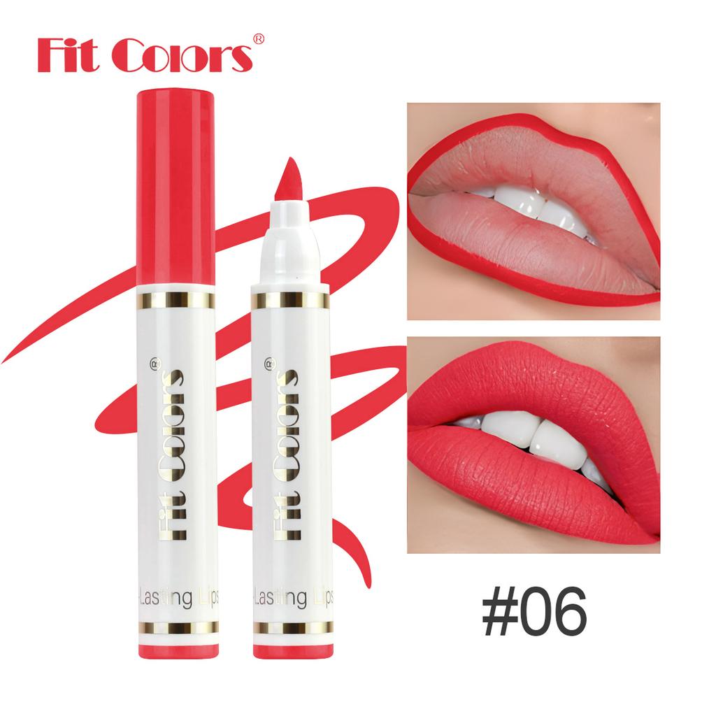 Fit Colors Lippenkonturenstift und Lippenstiftstift, Mattes Samt-Langanhaltendes Wasserdichtes Transferfestes Lippenstiftstift-Lippgloss Konturierung Make-up Kosmetik