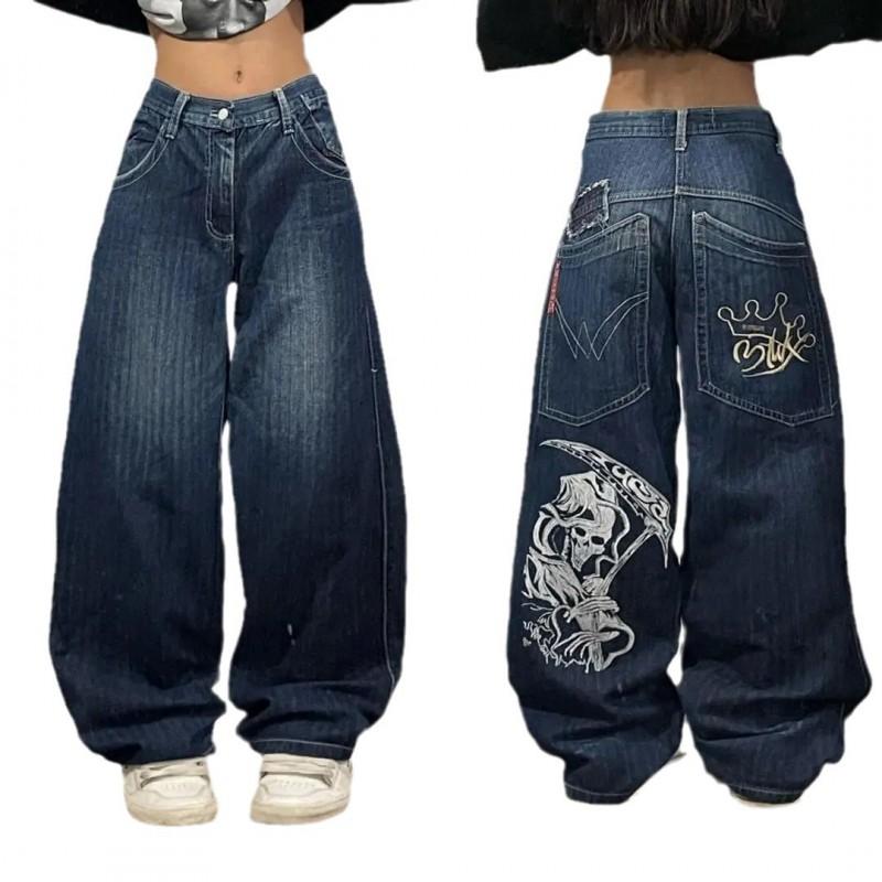JNCO Streetwear Y2K Hip Hop Εκτύπωση Φαρδύ Πόδι Τζιν Δένετσο Ανδρικό Γυναικείο Φθινόπωρο Casual