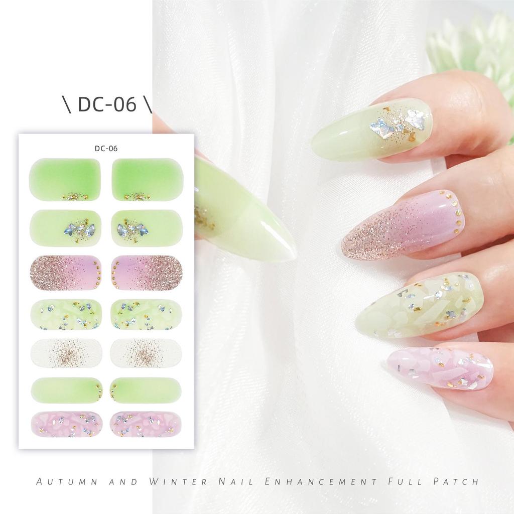 Waterproof 3D No-Bake Gel Nail Stickers - Long-Lasting, Full Cover with Star & Heart Designs
