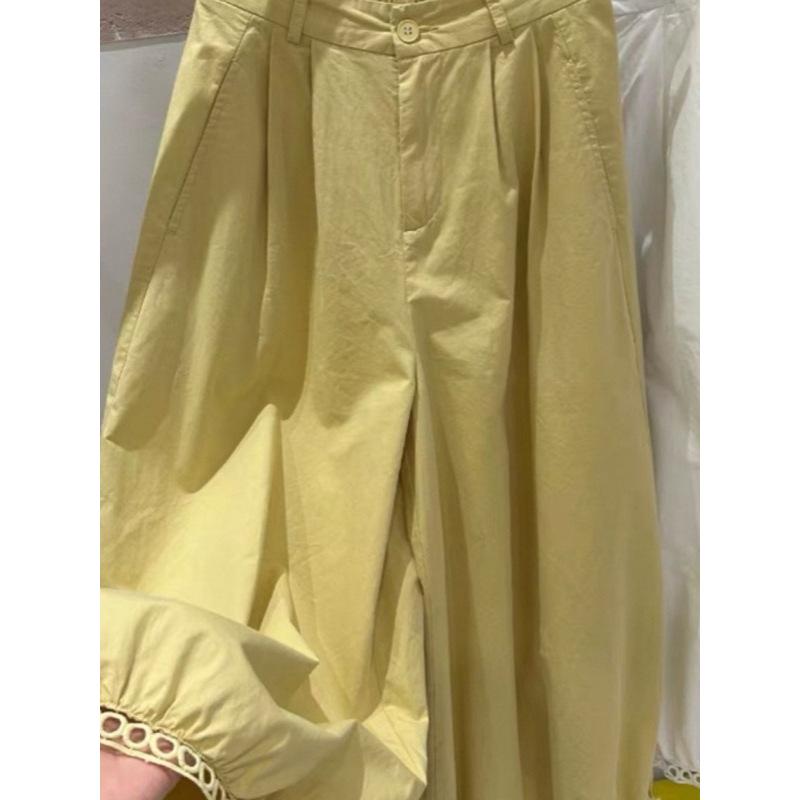 Women's Korean-Style Lace Trim Lantern Pants - Summer 2025 Nine-Point Plus Size Slimming Wide-Leg Balloon Design