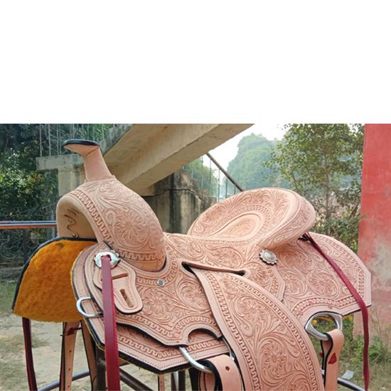 Western Natural Leather Down Roper Ranch Saddle With Hard Seat 12 Inch