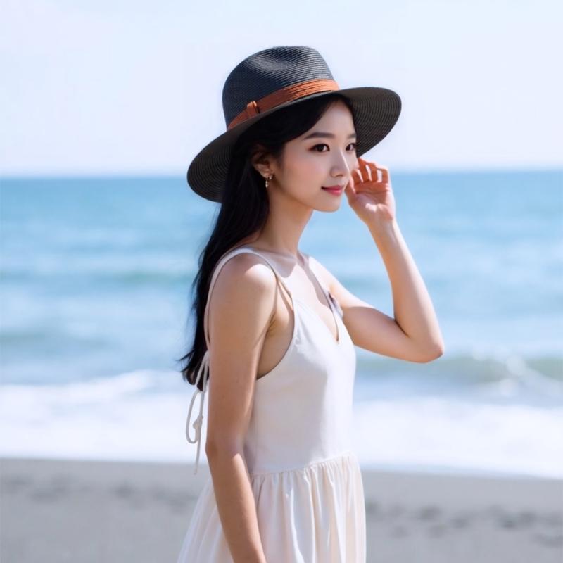 Beach Panama Hat Handmade Oversized Straw Hat Elegant Sun Hat Surprise Gift for Girlfriend for Vacations French Style