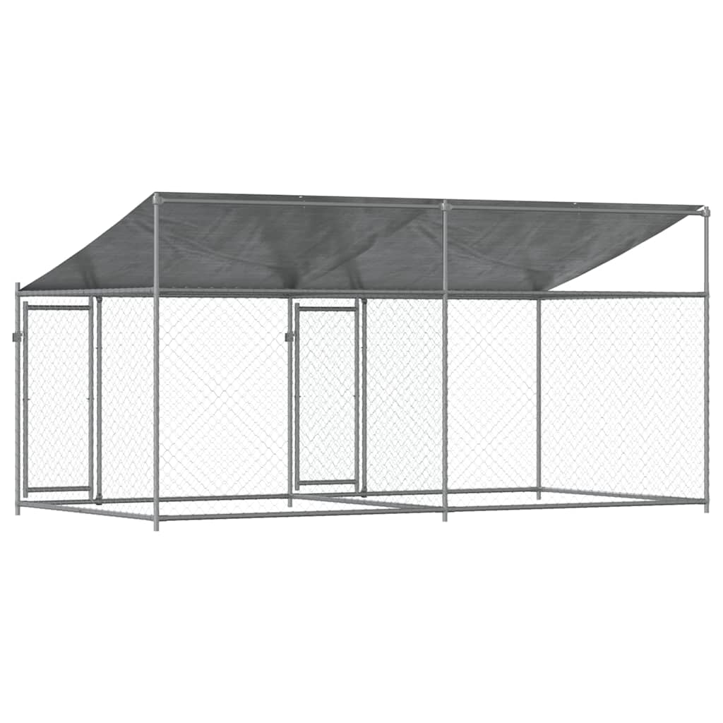 Vidaxl Dog Cage, With Roof and Door, Grey, 4X2X2 M, Steel
