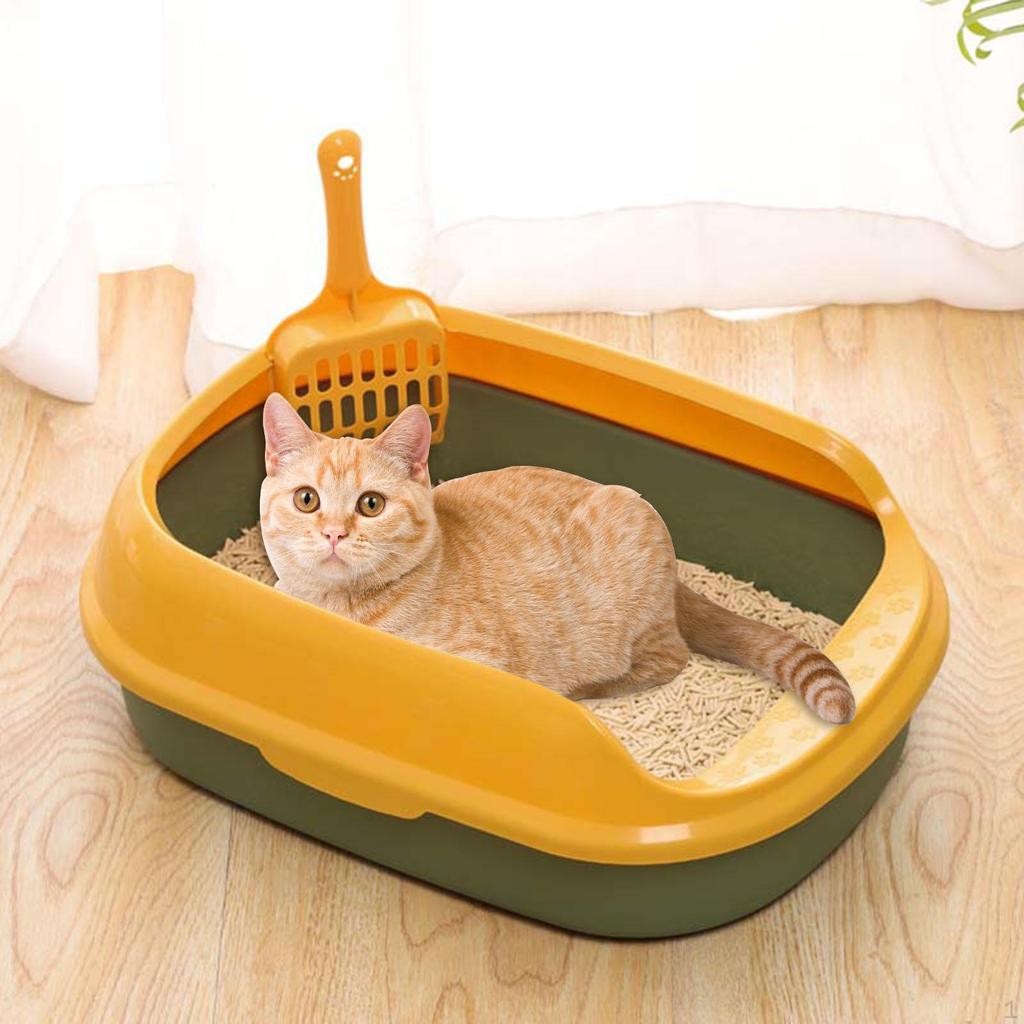 Cat Open Top Non- Litter Kitten Pan Detachable Rim Toilet W/ Container Accessories
