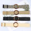 Cotton And Linen Wind Woven Belt Women'S Round Square Buckle Dress Long Shirt Decorative Waist Seal