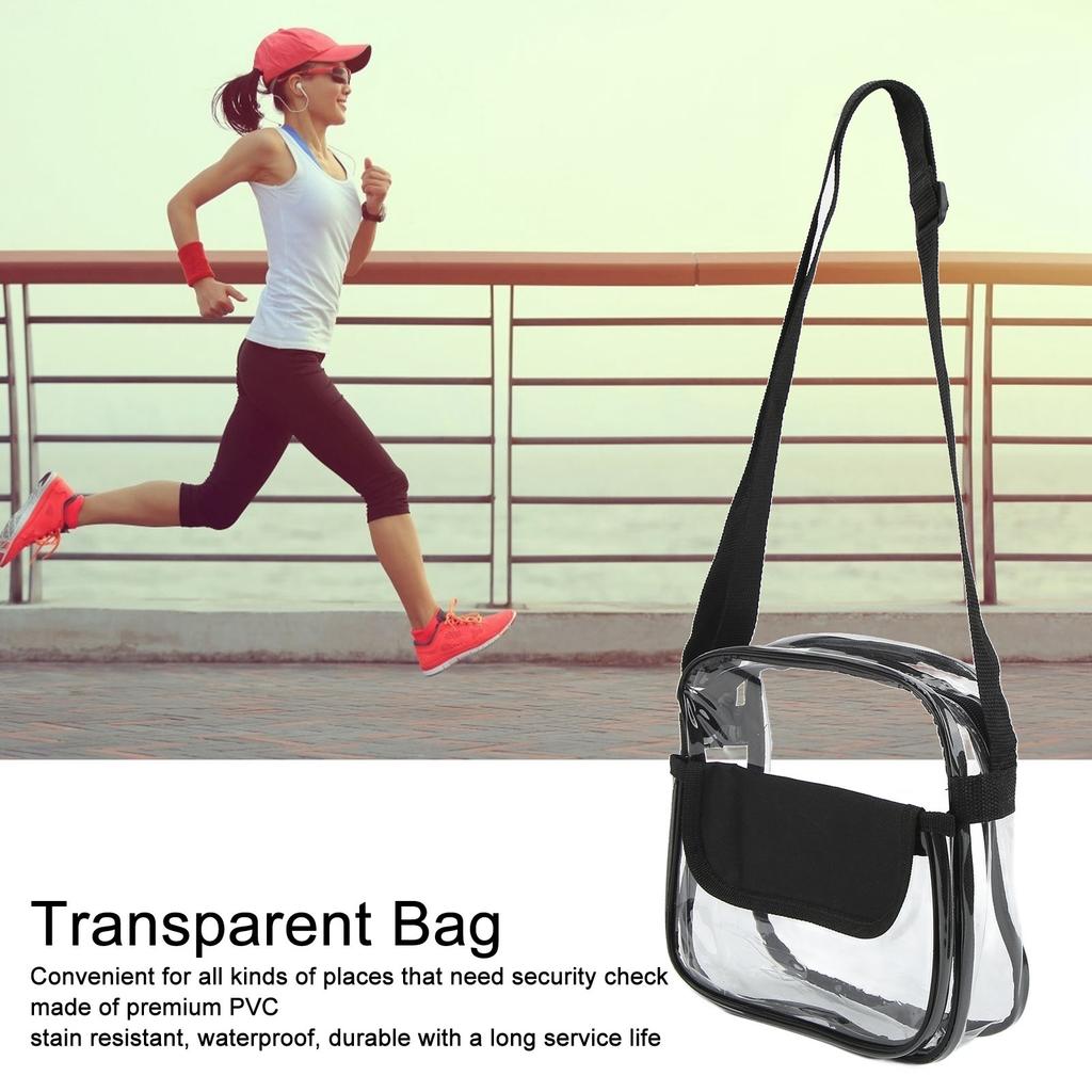 Transparent Messenger Bag PVC Shoulder Bag with Adjustable Strap for Daily Shopping Beach Traveling