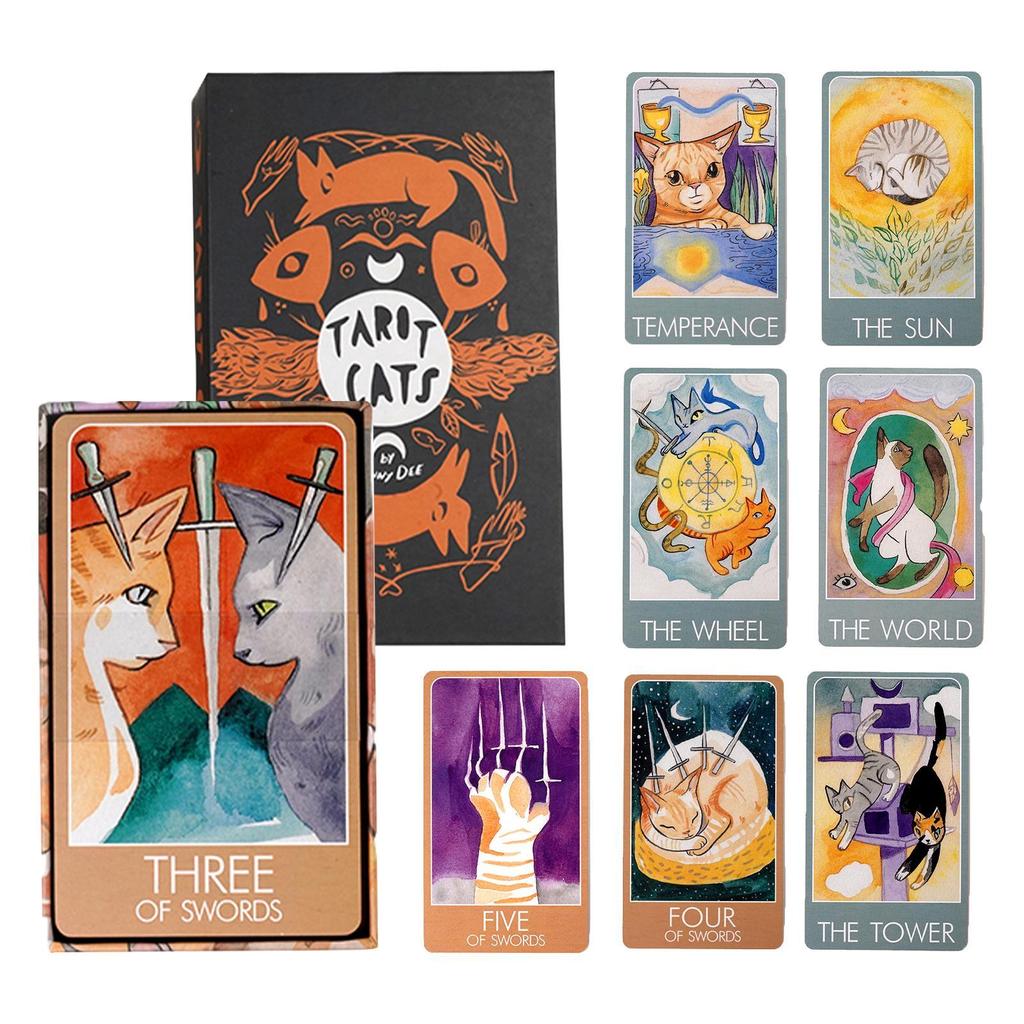 Buy 78 Cards Deck Tarot Of Pagan Cats Full English Family Party Board Game Oracle Cards