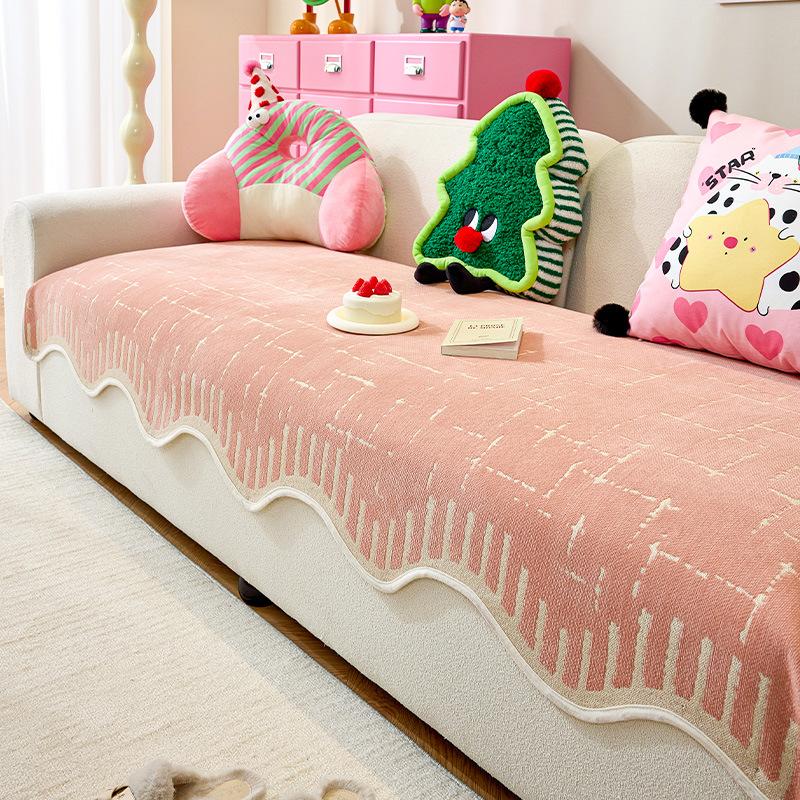 Dopaminfarbe Sofakissen 2025 neu Chenillebezug Stoffhandtuch einteilig fixiert rutschfest Vier-Jahreszeiten-Sitzkissen