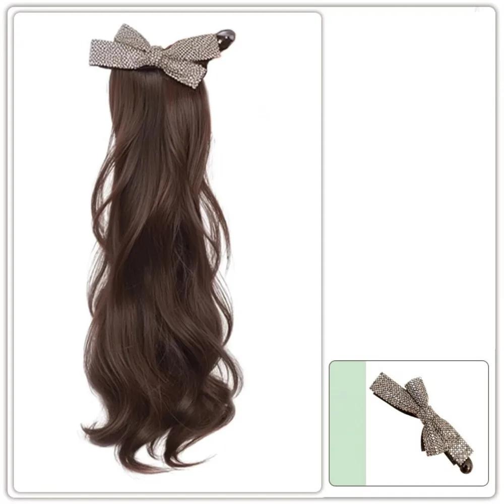 

Натуральный страз бантик кудрявый синтетический хвост клипса парик элегантный удлинитель волос аксессуар светло-коричневого