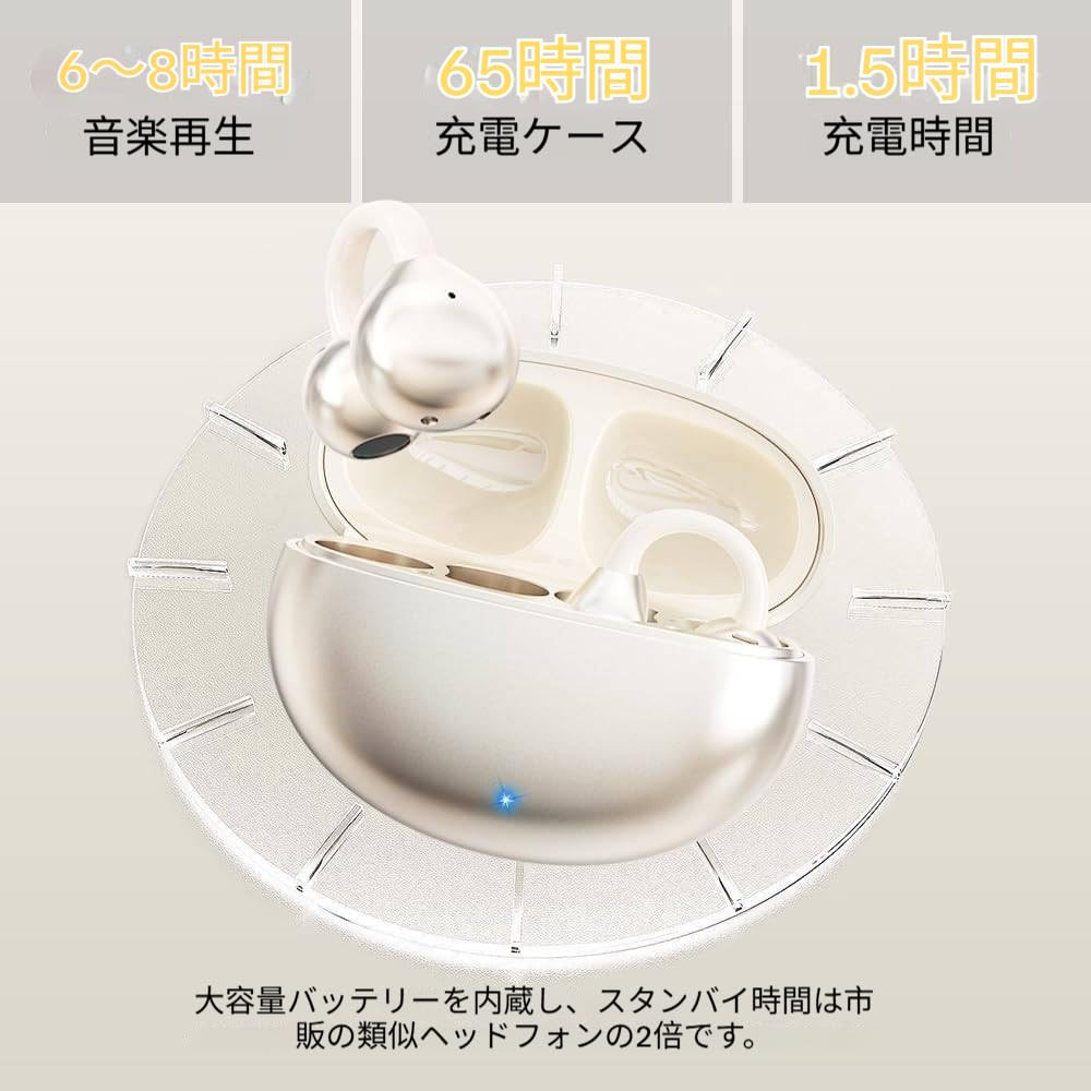 New Ear Clip Wireless Open Bluetooth Sound Low HD 50 Hours of IPX5 Lightweight Comfortable Automatic with Compatible with for and Work [2025 Model]