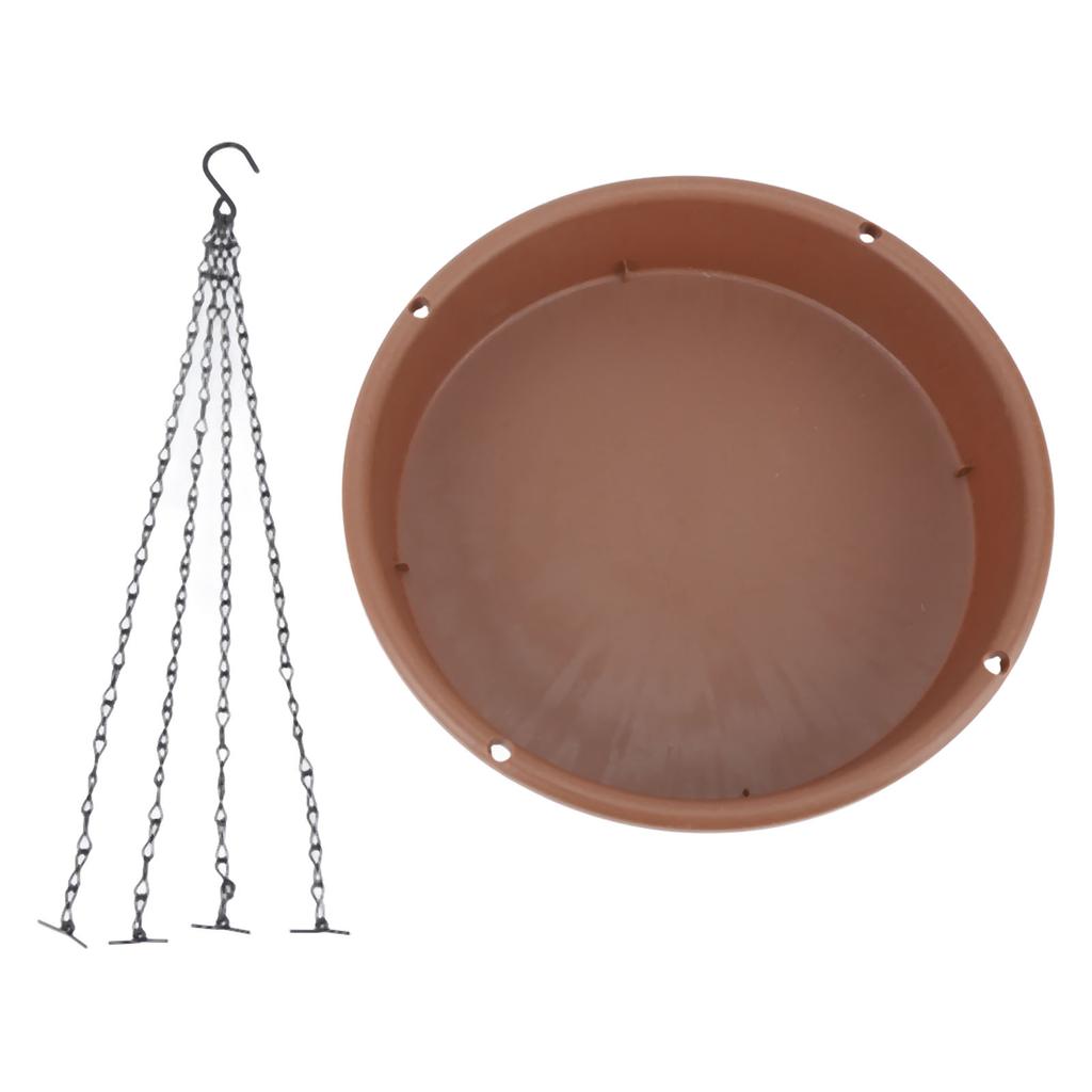 Bird Bath Hanging Bird Feeder Round Plastic Hanging Bird Feeder Tray Outdoor Bird Bath Tray Brown