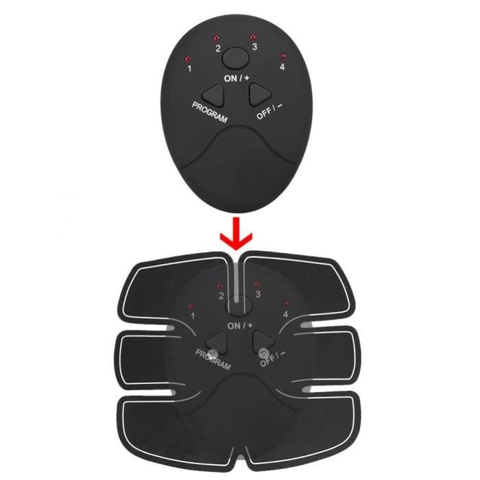 EMS Muscle Stimulator - Intelligent Wireless - Abdomen Patch - Controllers Included - Black