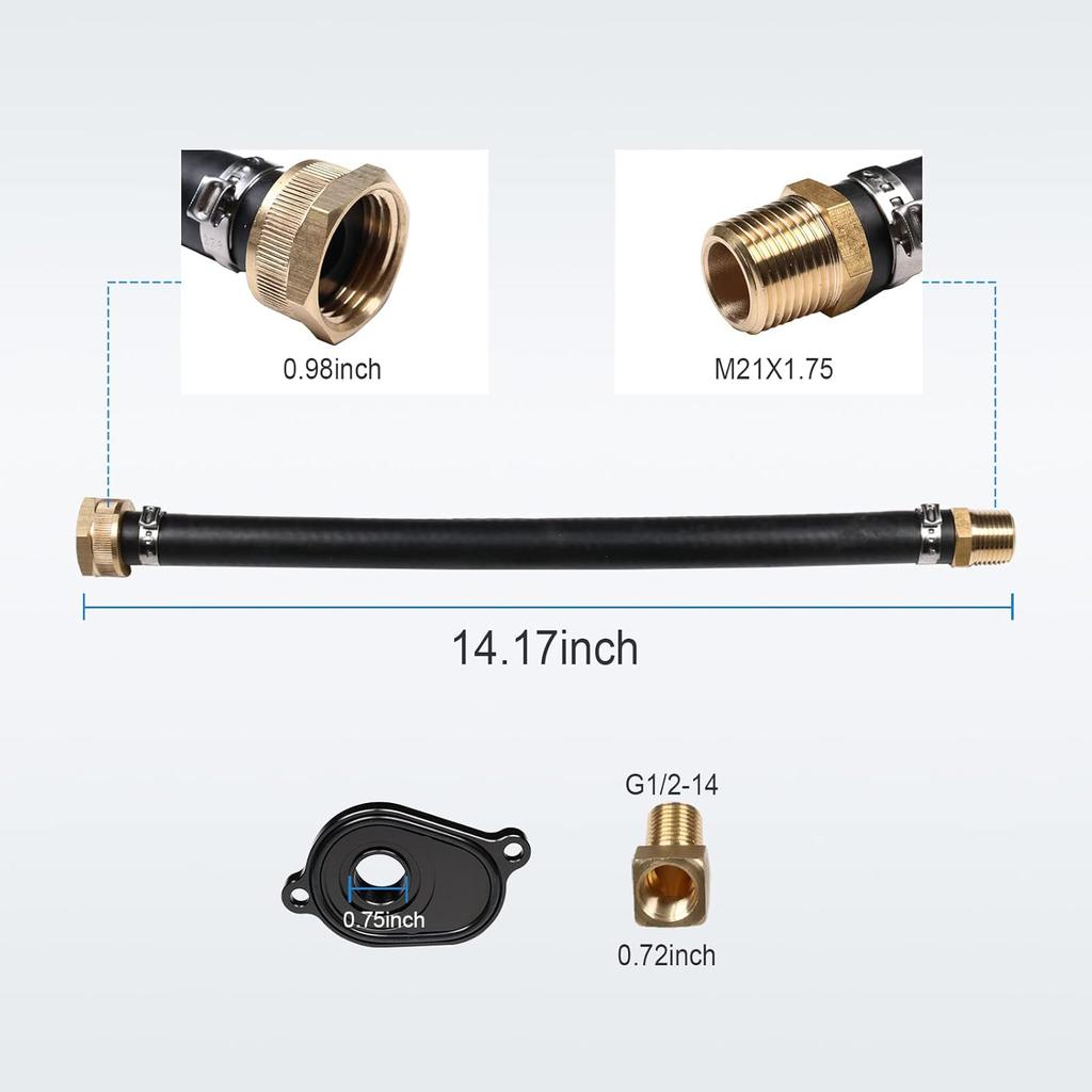 CARMOCAR 6.0L Oil Cooler Flush Kit with Black Aluminum Anodize Adapter replacement for Ford 2003 2004 2005 2006 2007 2008 2009 2010 Diesel