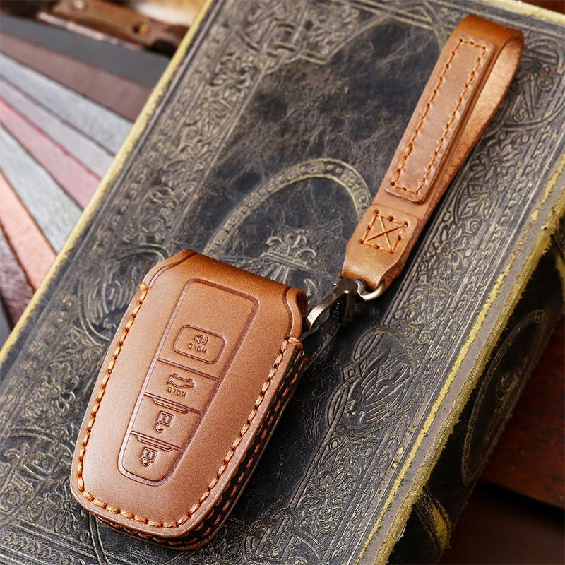 Leder Autoschlüsselhülle Abdeckung Hülle Fob Schutz Zubehör für Toyota Carola Vios Camry Corolla Schlüsselanhänger Halter Schlüsselring Hülle Tasche
