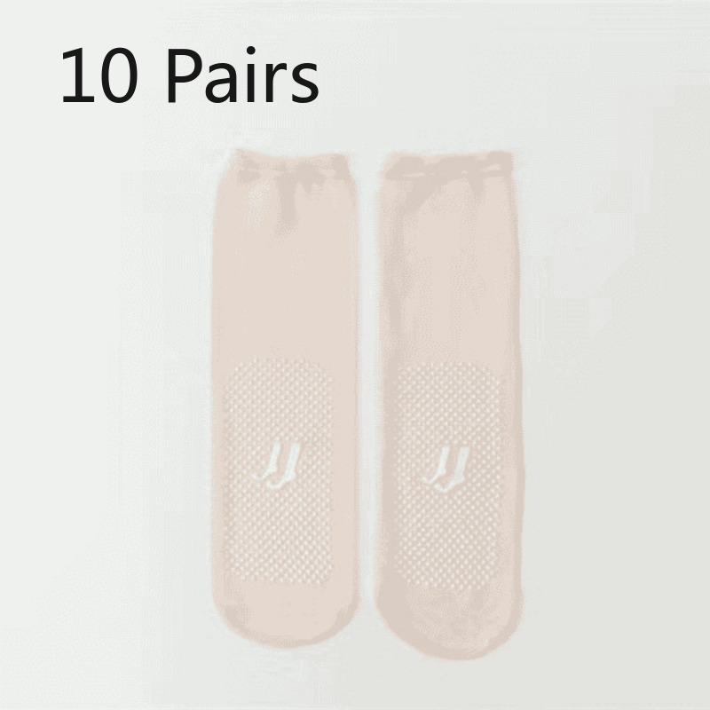 10 Pairs of Women's Summer Thin Dispensing Non Slip Anti Hook Silk Foot Massage Tube Stockings