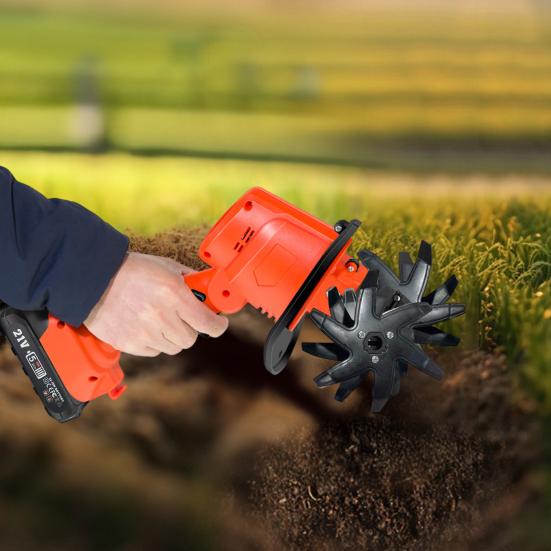 Cordless Mini Tiller Speed Ergonomic Design Cultivator Sharp Blades High Portable Battery Powered Electric