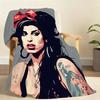Vintage Famous Jazz Music Singer Amy Winehouse Blanket Soft Throw Blanket for Home Bedroom Sofa Picnic Office Cover Blanket Gift