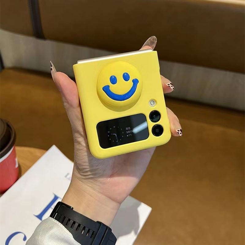 Cute Cartoon Smiley Face Phone Case For Samsung Galaxy Z Flip 4 Flip 4 Zflip3 Z Flip 5g F7110 Hard Back Cover Capa