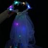 Mesh Bride Crown Hairpin Women Wedding Veil Headbands LED Light Bride Veil Korean Bride Headwear