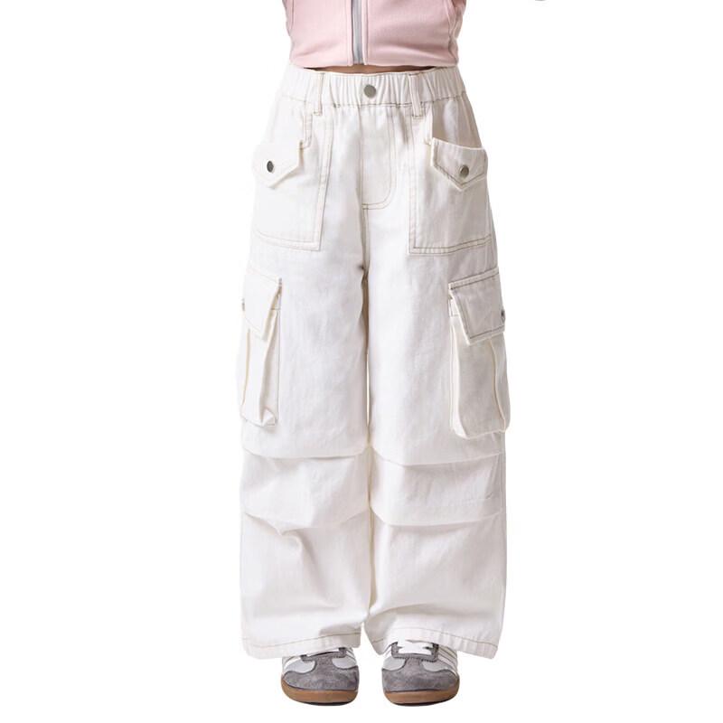 Hanhanxiang Girls' Outdoor Cargo Wide-Leg Pants