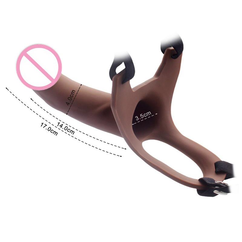 Realistic Strap On Dildo Male Silicone Hollow Dildo Strapon Harness Penis Enlarger Extender Sex Toys For Man Gay Sex Shop