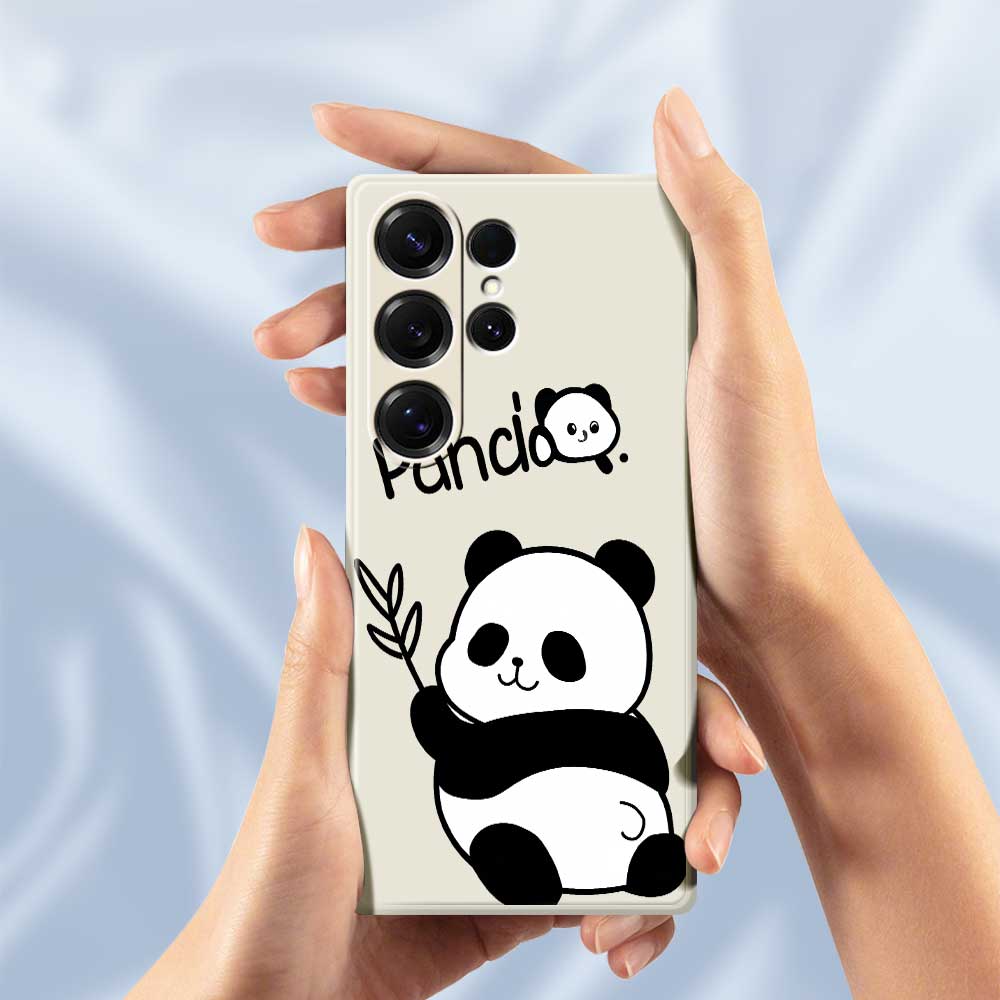 Für Samsung Galaxy S25 Ultra Hülle Panda Muster Druck Gerade Kante TPU Handy Rückseite